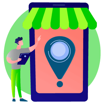 Icono que representa una tienda online, con un carrito de compras y elementos digitales, simbolizando la creación de landings y sitios web corporativos por parte de Grupo IDSI.